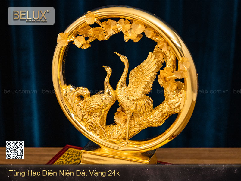 Quà Tặng Tùng Hạc Diên Niên Dát Vàng 24k